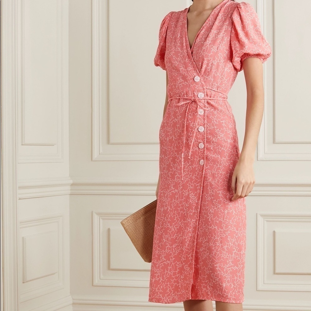 NWT Faithful The Brand Fran Midi Dress in Maurie Floral Print,V-Neck,Sz 4(S)